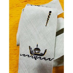1950s 1960s VINTAGE NATIONAL BRAND ~HAND PAINTED MENS TIE ~ITALIAN GONDOLAS ~54"